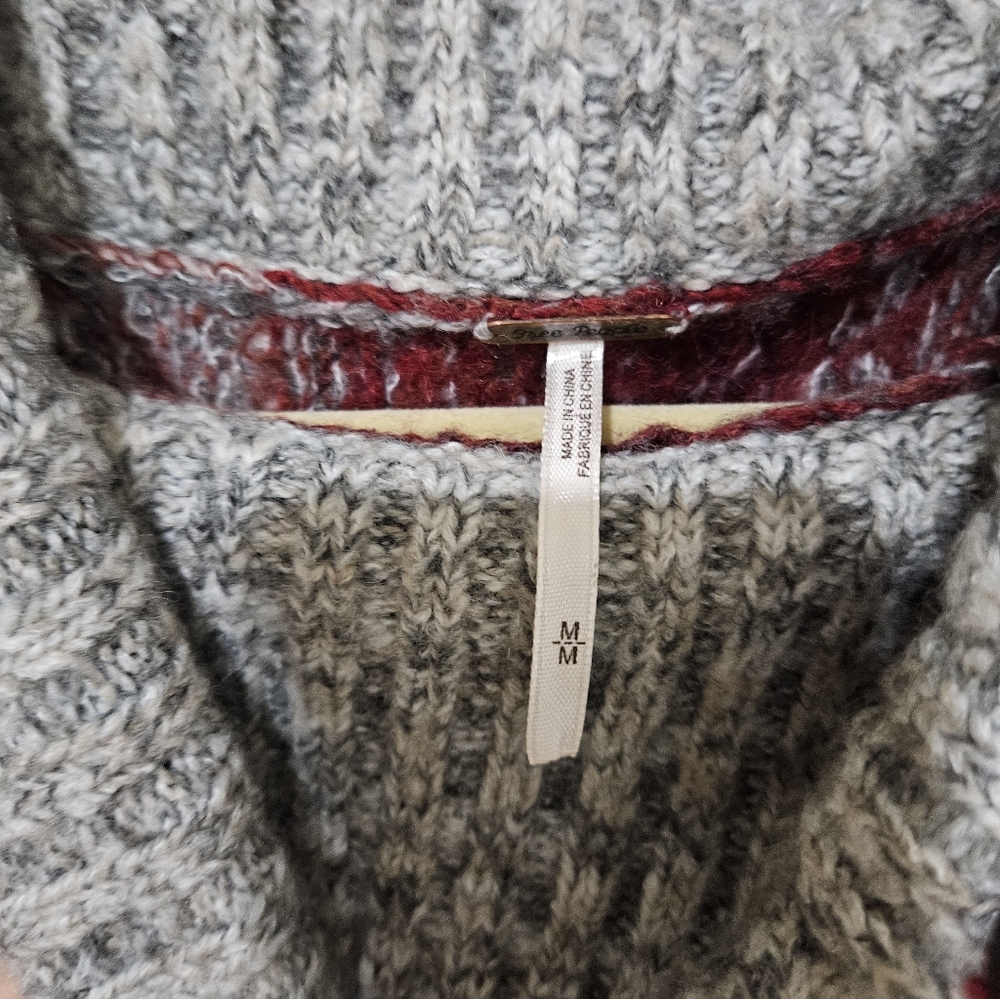 FREE PEOPLE M WILLOW PONCHO SWEATER BUTTON TURTLENECK ALPACA BLEND - Picture 6 of 6